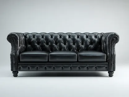 Divano a 3 posti - Pelle - 225x92x85 cm - Nero - Stile classico-Pinemyshop