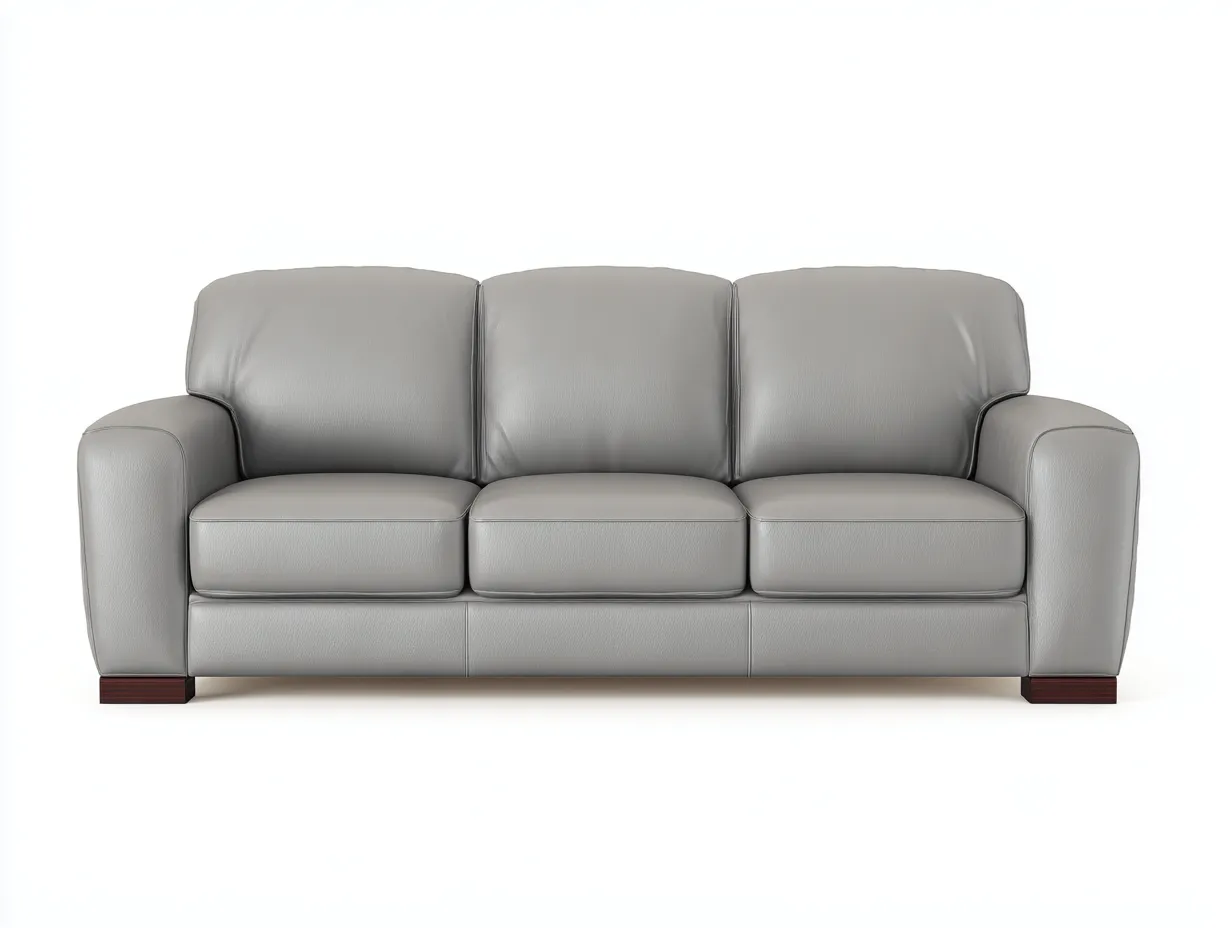 Divano a 3 posti - Pelle sintetica - 212x94x86 cm - Grigio chiaro - Stile moderno-Pinemyshop