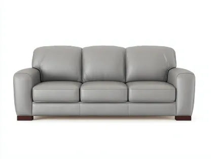 Divano a 3 posti - Pelle sintetica - 212x94x86 cm - Grigio chiaro - Stile moderno-Pinemyshop