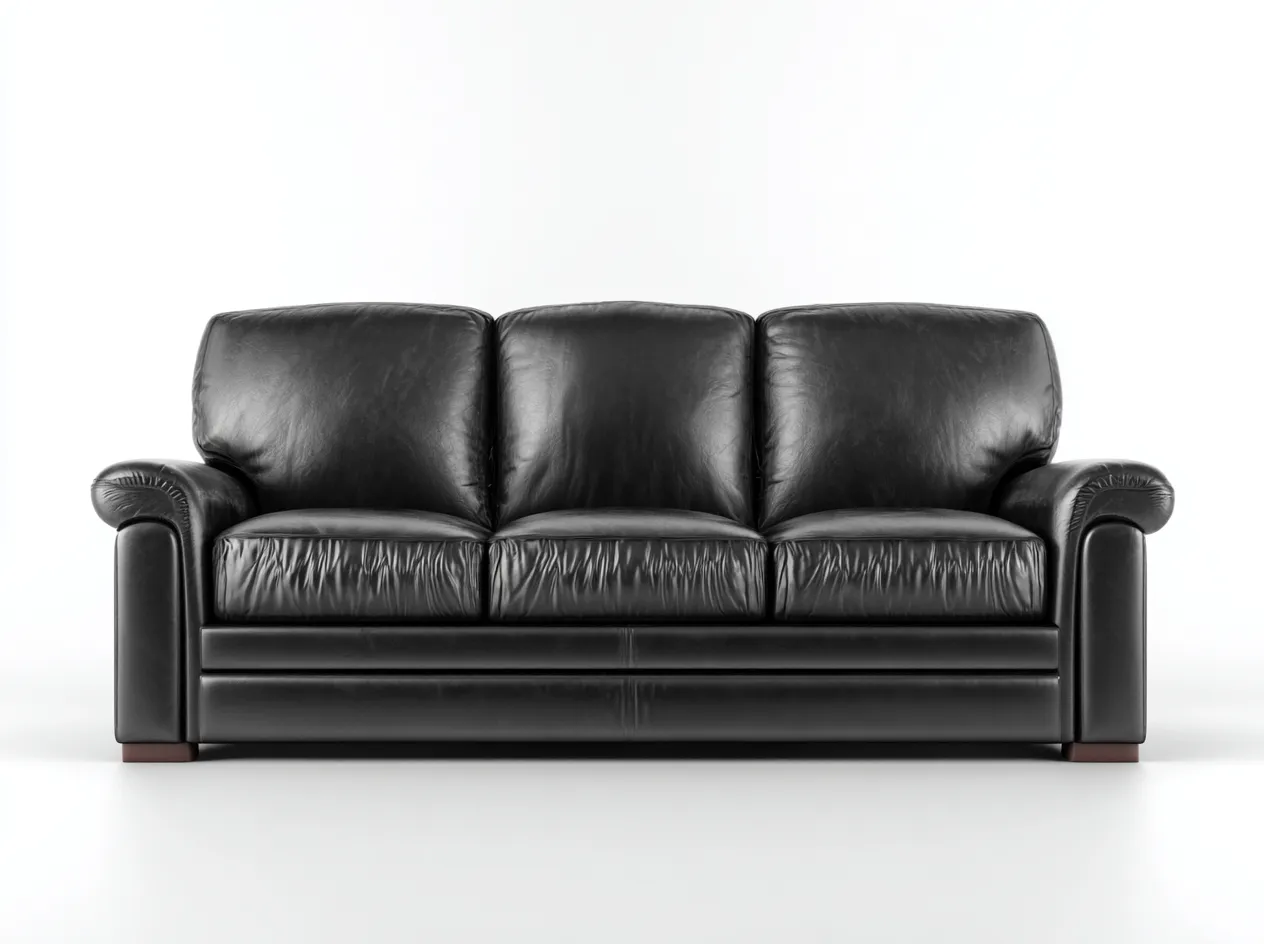 Divano a 3 posti - Pelle - 215x90x88 cm - Nero - Stile moderno-Pinemyshop