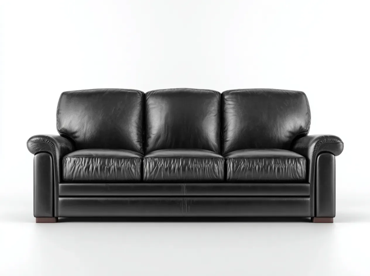 Divano a 3 posti - Pelle - 215x90x88 cm - Nero - Stile moderno-Pinemyshop