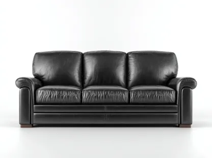 Divano a 3 posti - Pelle - 215x90x88 cm - Nero - Stile moderno-Pinemyshop