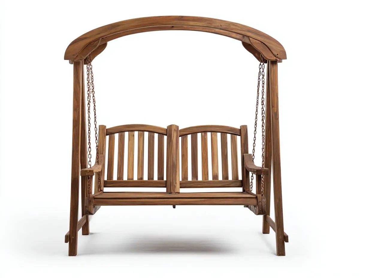 Dondolo da giardino-legno-185x120x190 cm-Marrone-stile naturale-Pinemyshop