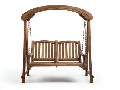 Dondolo da giardino-legno-185x120x190 cm-Marrone-stile naturale-Pinemyshop