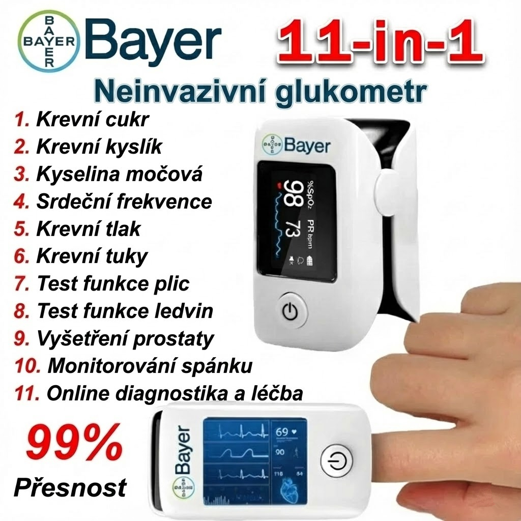 【11 v 1】Multifunkční neinvazivní glukometr Bayer