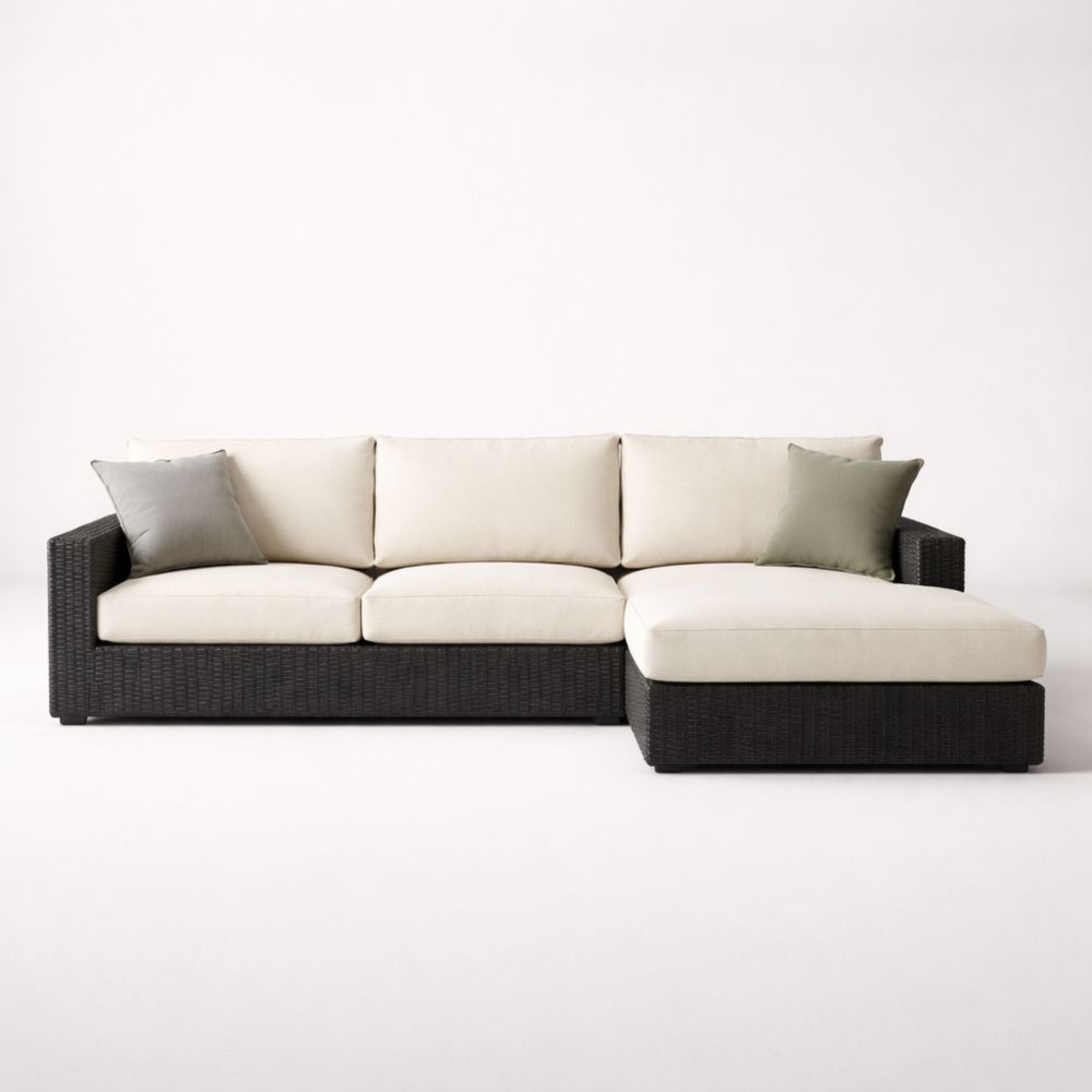 Divano angolare in rattan con cuscini in poliestere-Roomarion