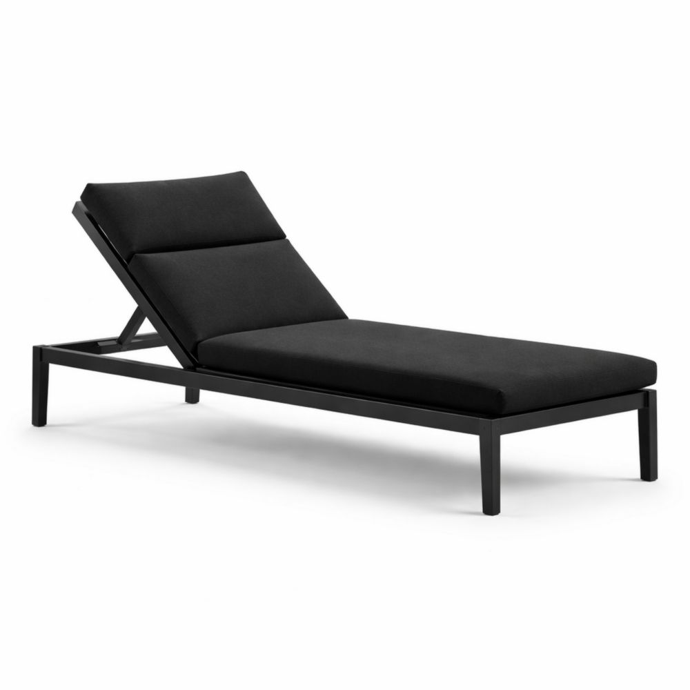 Lettino Prendisole Regolabile in Metallo e Tessuto Nero-Roomarion