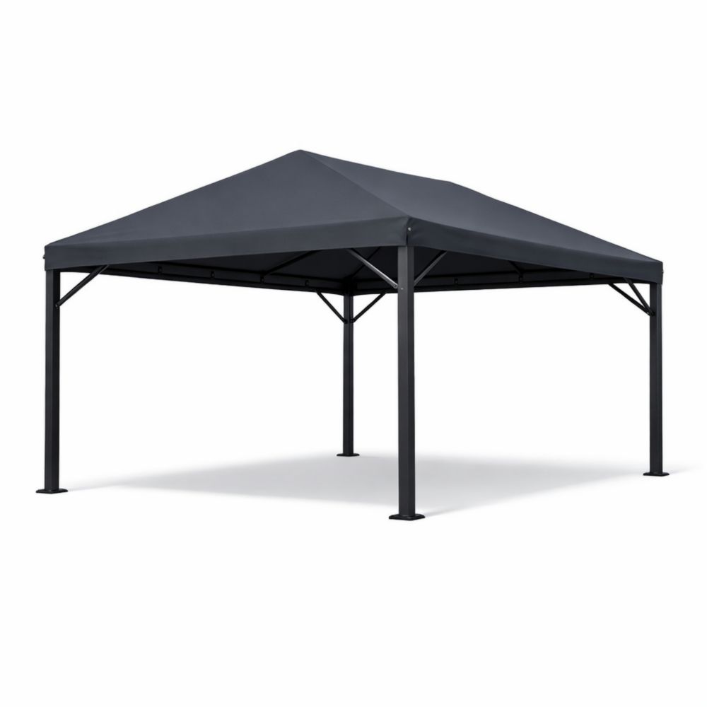 Gazebo da Giardino in Alluminio Nero 3x3 m con Copertura in Poliestere-Roomarion