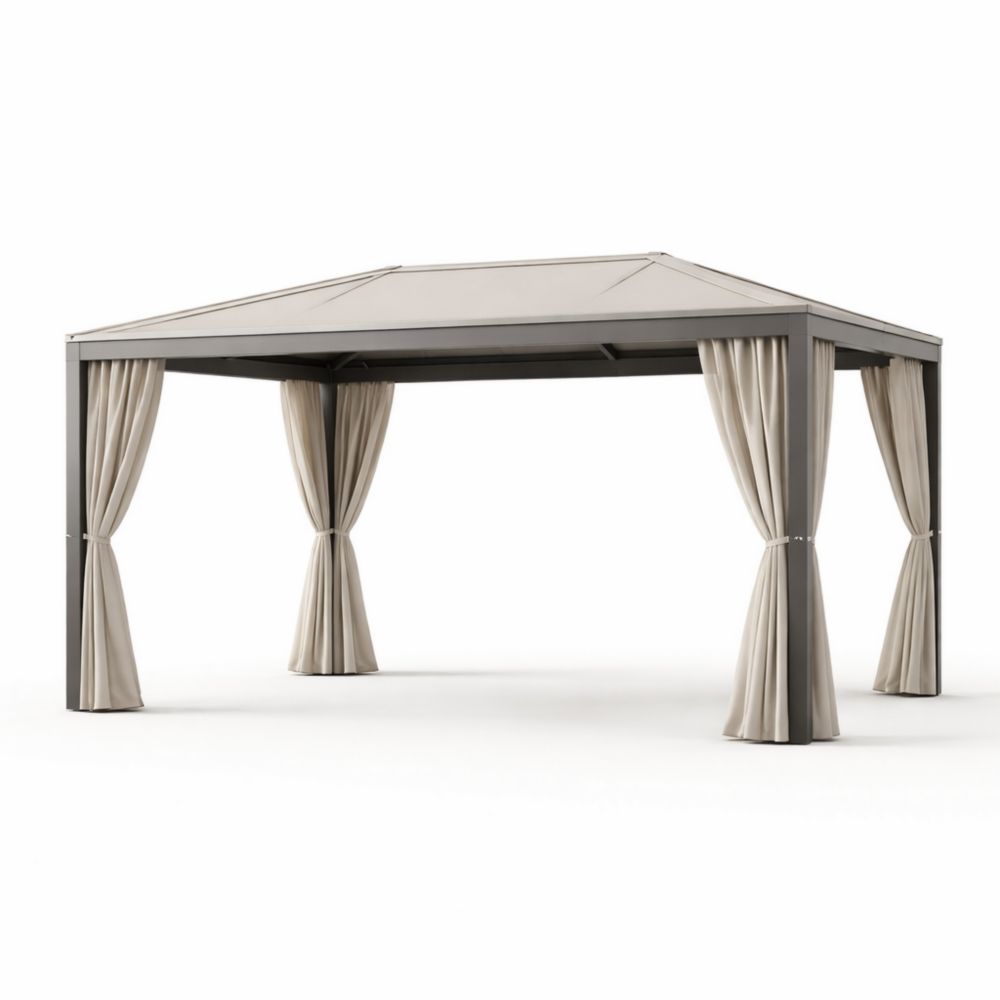 Gazebo da Esterno in Alluminio con Tende 300x400 cm-Roomarion