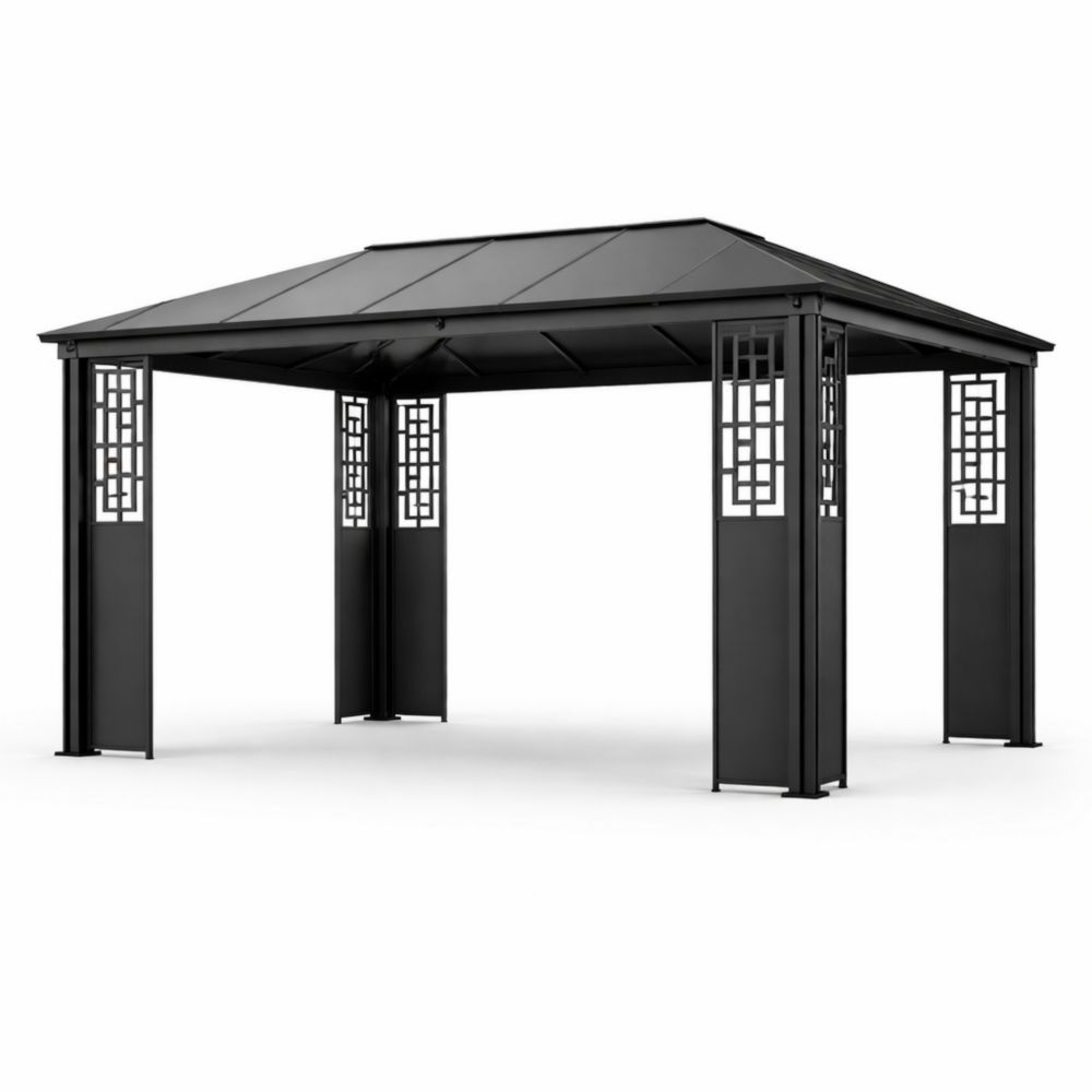 Gazebo in Alluminio Nero 300x400x275 cm-Roomarion