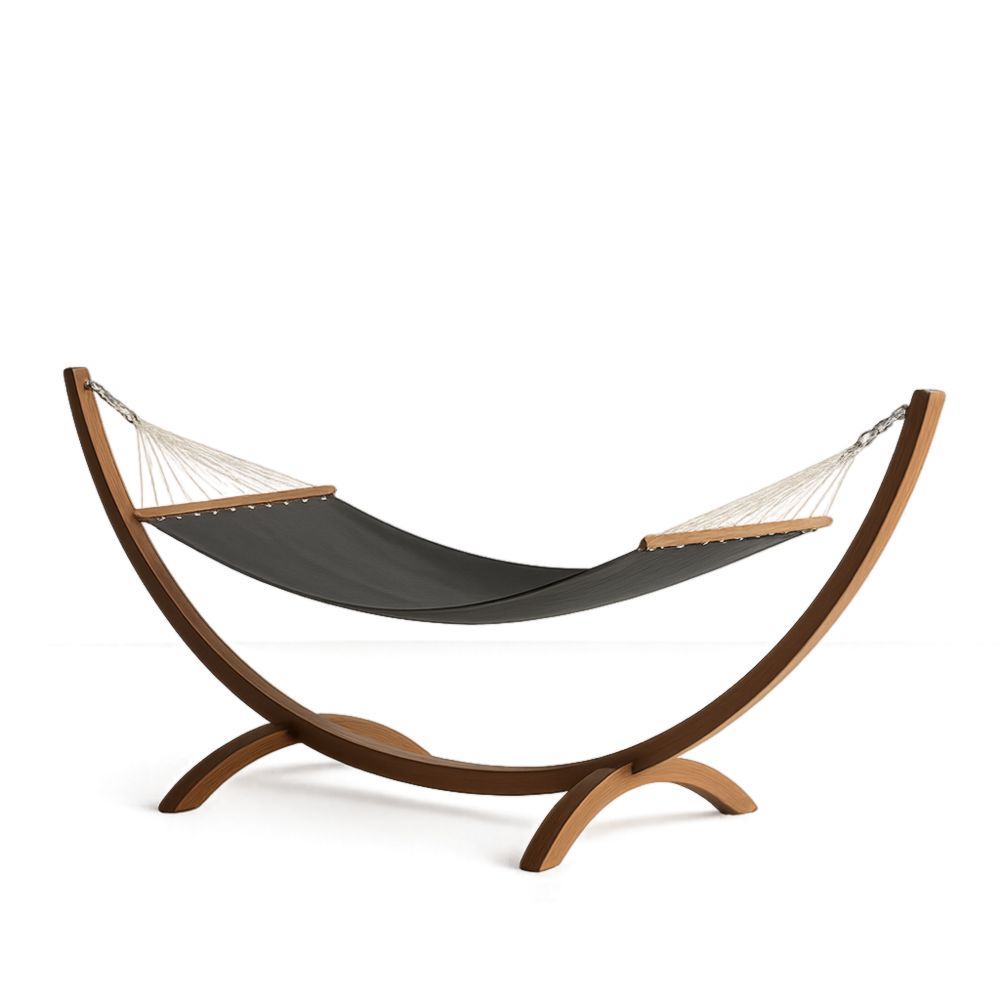 Amaca con Supporto in Legno Massello e Tessuto Poliestere Grigio-Roomarion