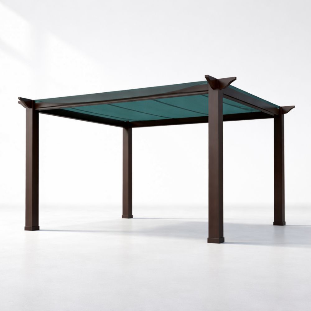 Pergolato in alluminio marrone con copertura in poliestere verde 300x300 cm-Roomarion