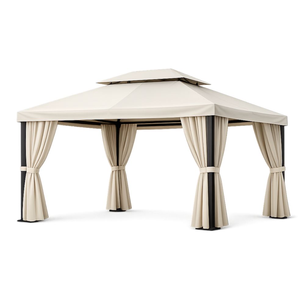 Gazebo da Giardino 3x4 m Struttura in Acciaio Pannelli in Poliestere-Roomarion