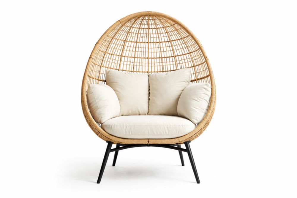 Poltrona in Rattan con Cuscini Beige e Struttura in Alluminio-housivora