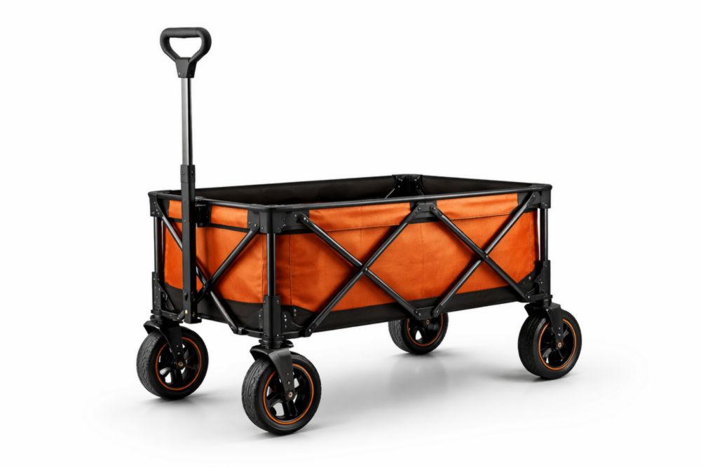 Chariot pliable extérieur en acier et polyester orange