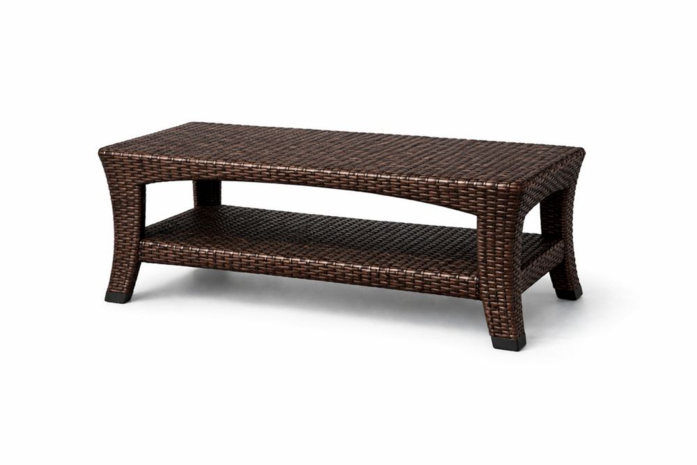 Table basse en aluminium et résine tressée Marron