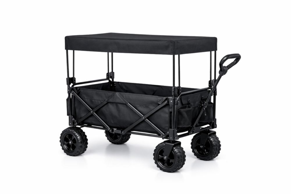 Chariot pliable en tissu avec cadre en acier et roues en polypropylène