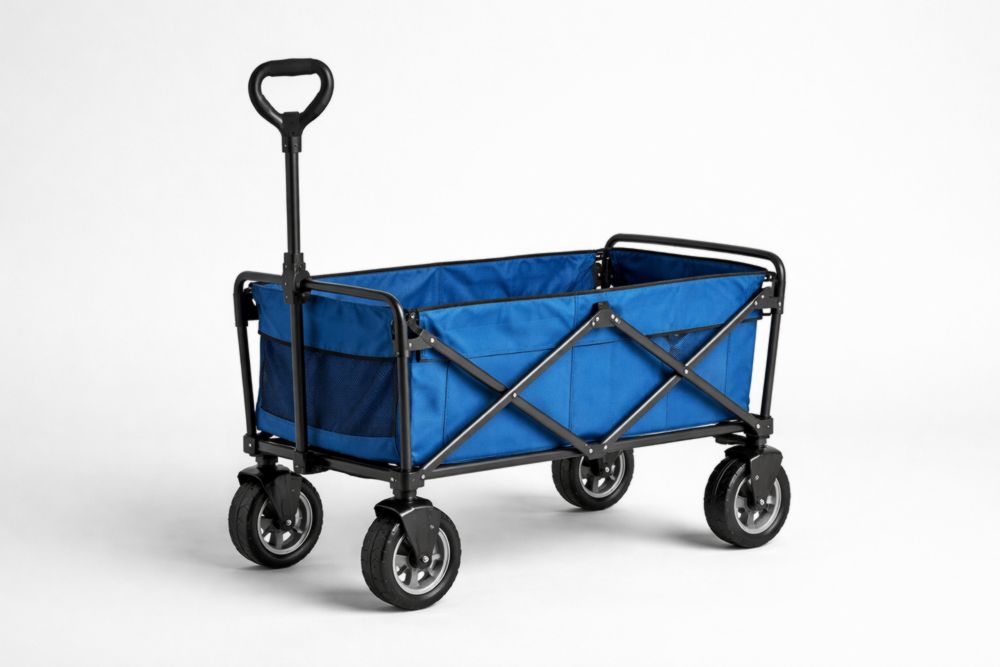Chariot Pliable en Acier et Polyester Bleu