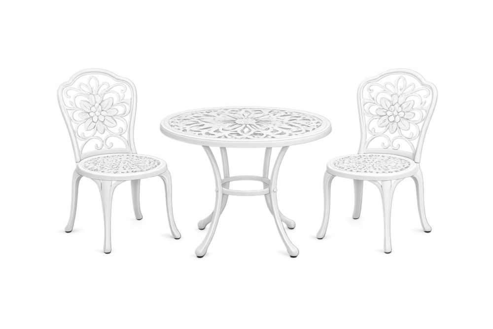 Ensemble de table à manger de jardin extérieur en aluminium blanc