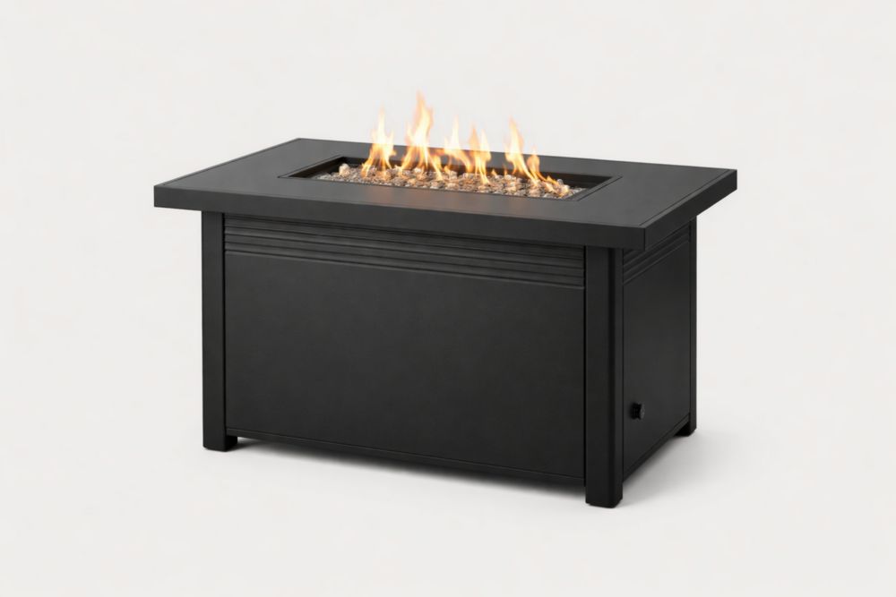 Table de feu extérieure en acier noir