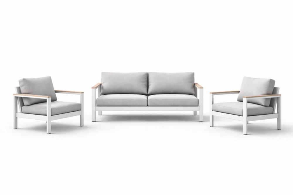 Ensemble de Canapé de Jardin en Aluminium et Polyester Gris