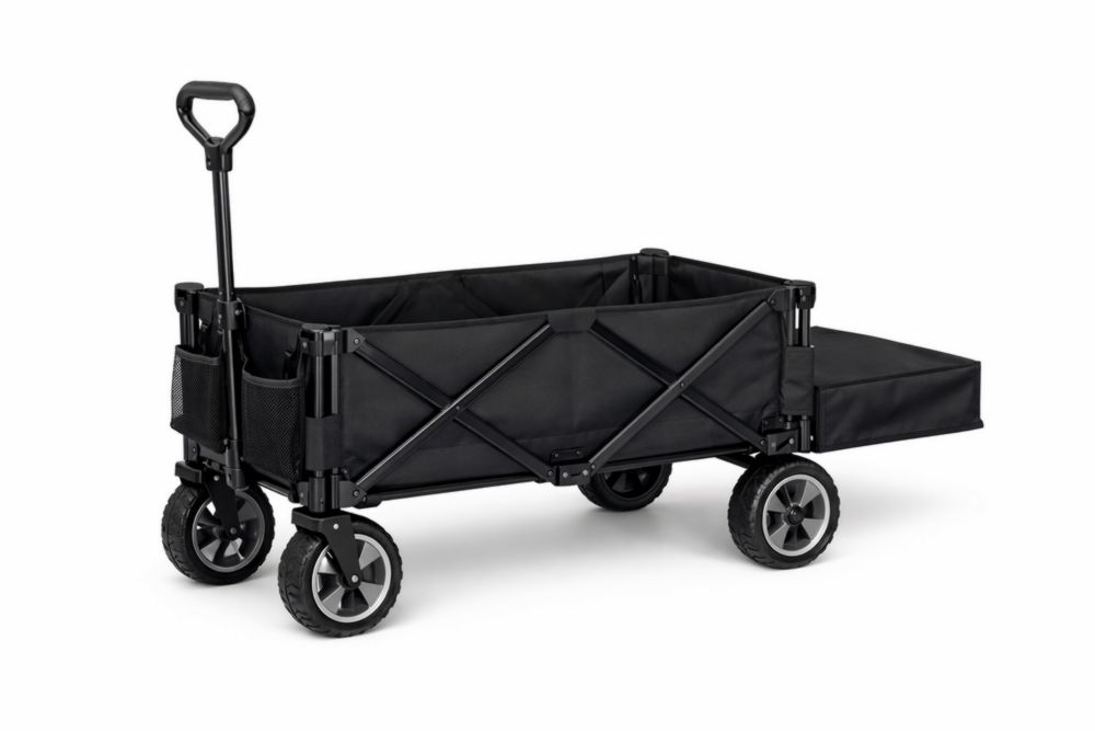 Chariot Pliable en Acier et Polyester Noir avec Extension