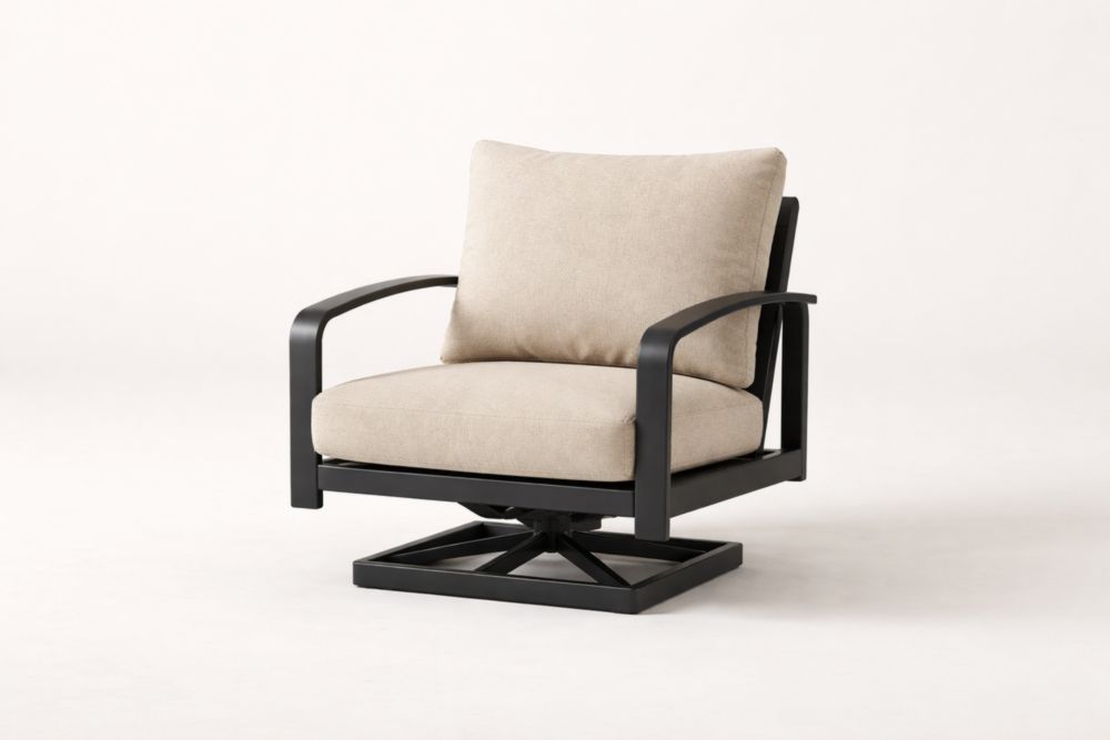 Fauteuil pivotant extérieur aluminium polyester beige