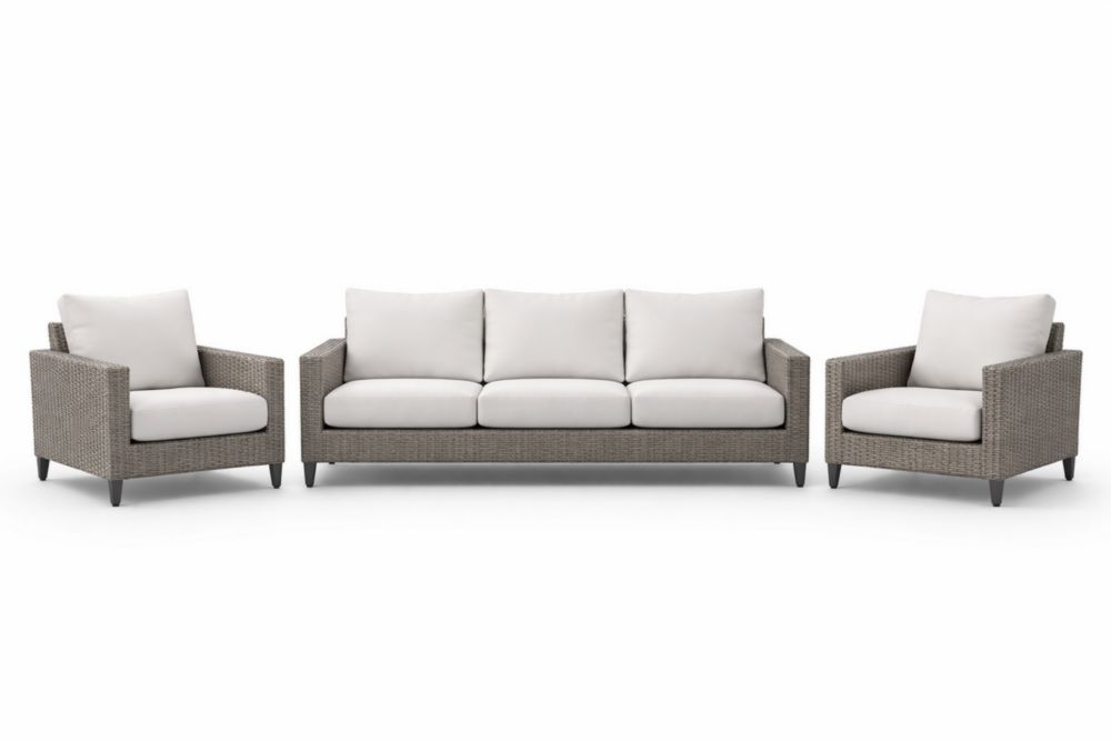 Ensemble de Canapés d'Extérieur en Rotin Synthétique Gris Beige