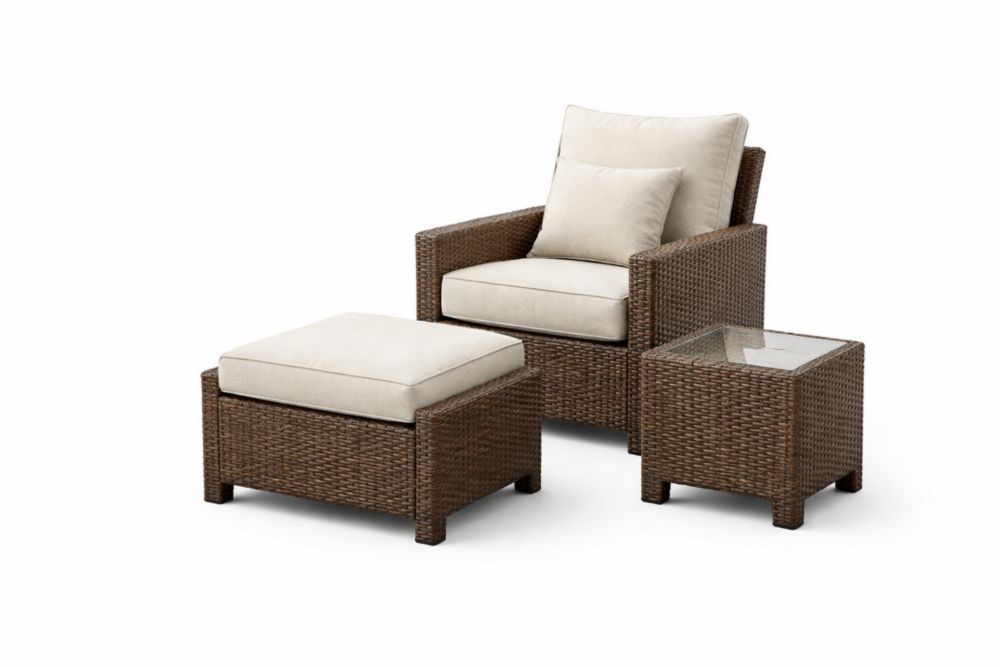 Ensemble de Chaises Lounge en Résine Tressée Marron et Beige pour Jardin