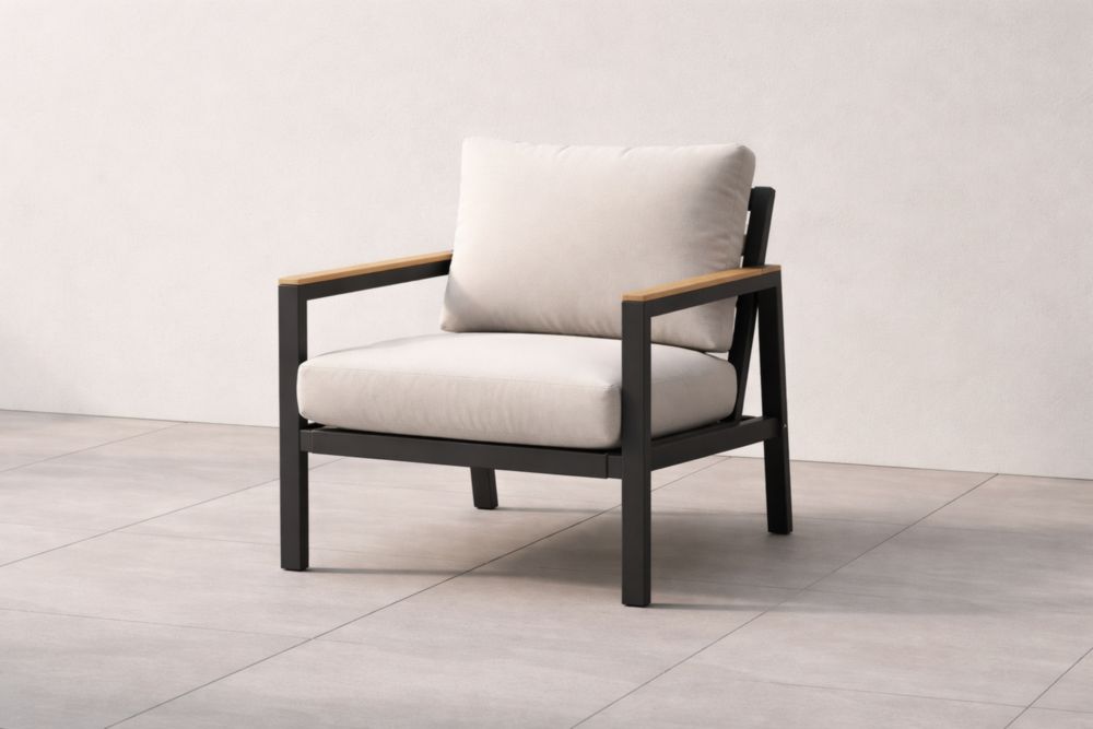 Fauteuil d'extérieur en aluminium avec coussins en tissu beige 75x75x85cm(L x l x H)