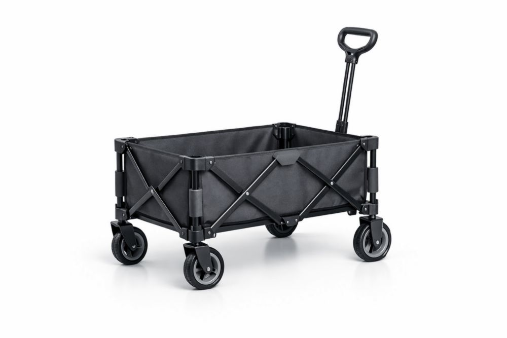 Chariot de Transport Pliable en Acier et Polyester avec Roues Pivotantes