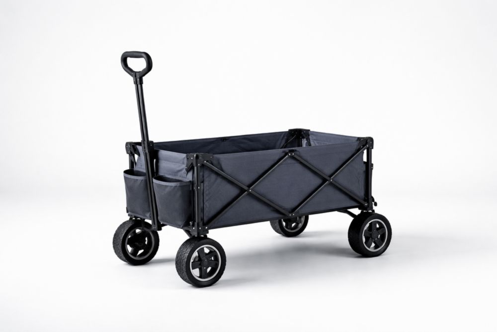 Chariot de Transport Pliable en Acier et Polyester Gris
