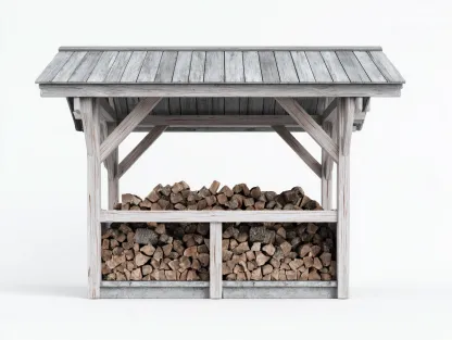 Range-bûches de jardin en bois 140x45x130 cm - gris/blanc - compartiments de rangement-Luxeuphaus