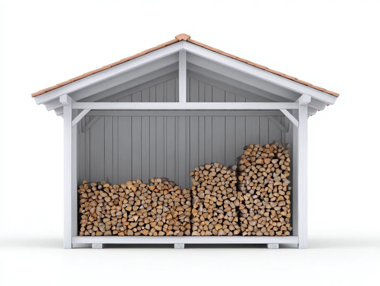 Range-bûches de jardin en bois 150x55x140 cm - gris/blanc - façade pleine-Luxeuphaus