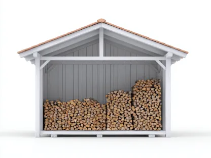 Range-bûches de jardin en bois 150x55x140 cm - gris/blanc - façade pleine-Luxeuphaus