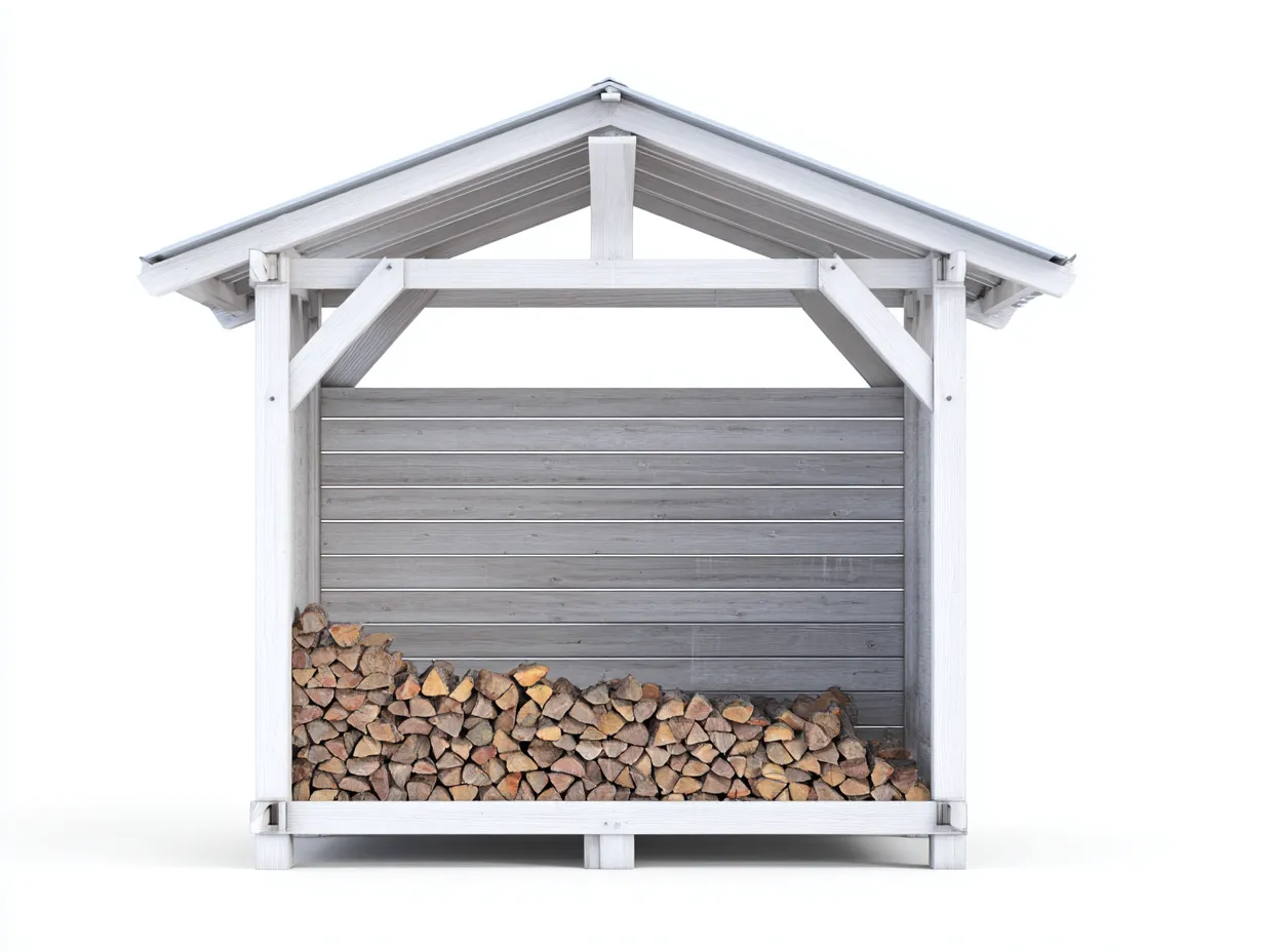 Range-bûches extérieur en bois 160x60x150 cm - gris/blanc - grand abri à bois-Luxeuphaus