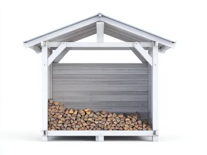 Range-bûches extérieur en bois 160x60x150 cm - gris/blanc - grand abri à bois-Luxeuphaus