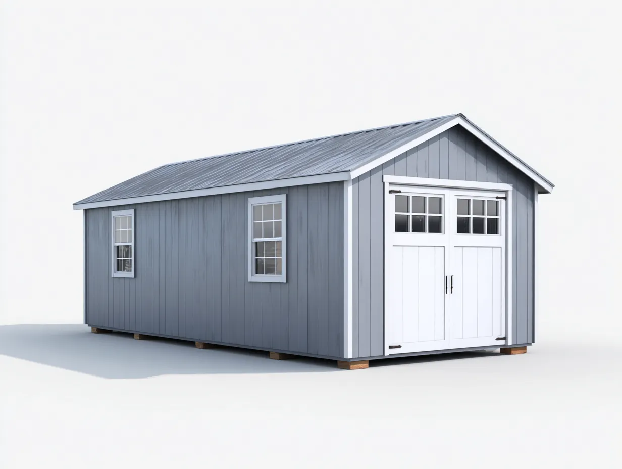 Abri de jardin en bois 240x300x240 cm - gris - grand espace de rangement-Luxeuphaus