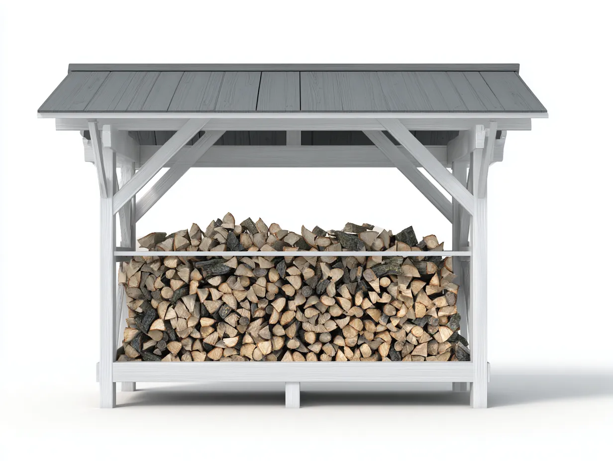 Range-bûches extérieur en bois 160x50x135 cm - gris/blanc - grand format avec toit-Luxeuphaus