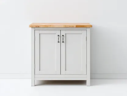 Buffet bas en bois 80x40x85 cm - gris/chêne - plan effet bois style campagne-Luxeuphaus