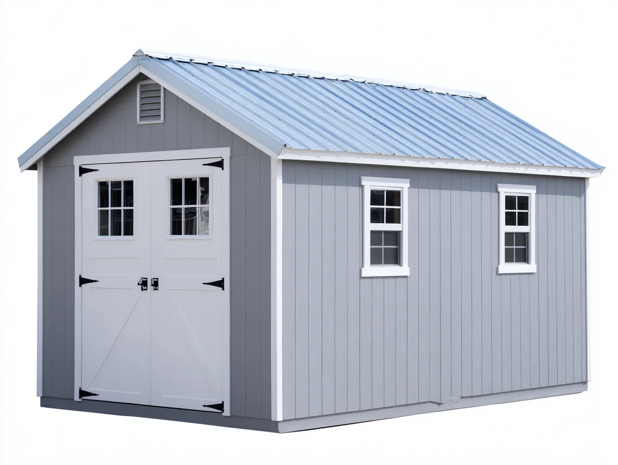 Abri de jardin en bois 280x360x250 cm - gris - toit métallique-Luxeuphaus