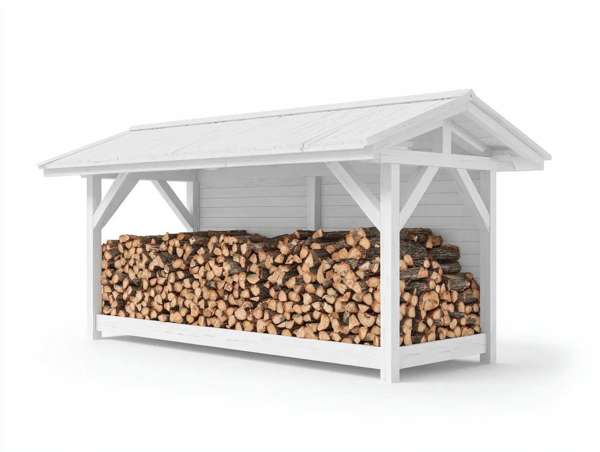 Range-bûches de jardin en bois 160x55x140 cm - blanc - toit large protecteur-Luxeuphaus