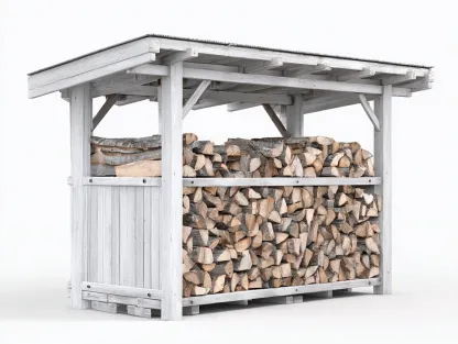 Range-bûches extérieur en bois 150x50x135 cm - gris/blanc - rangement ouvert-Luxeuphaus