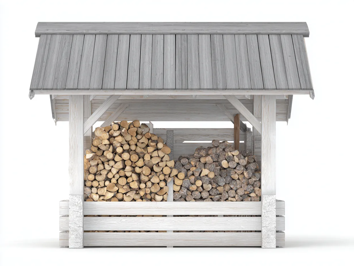 Range-bûches de jardin en bois 140x50x135 cm - gris/blanc - structure avec toiture-Luxeuphaus