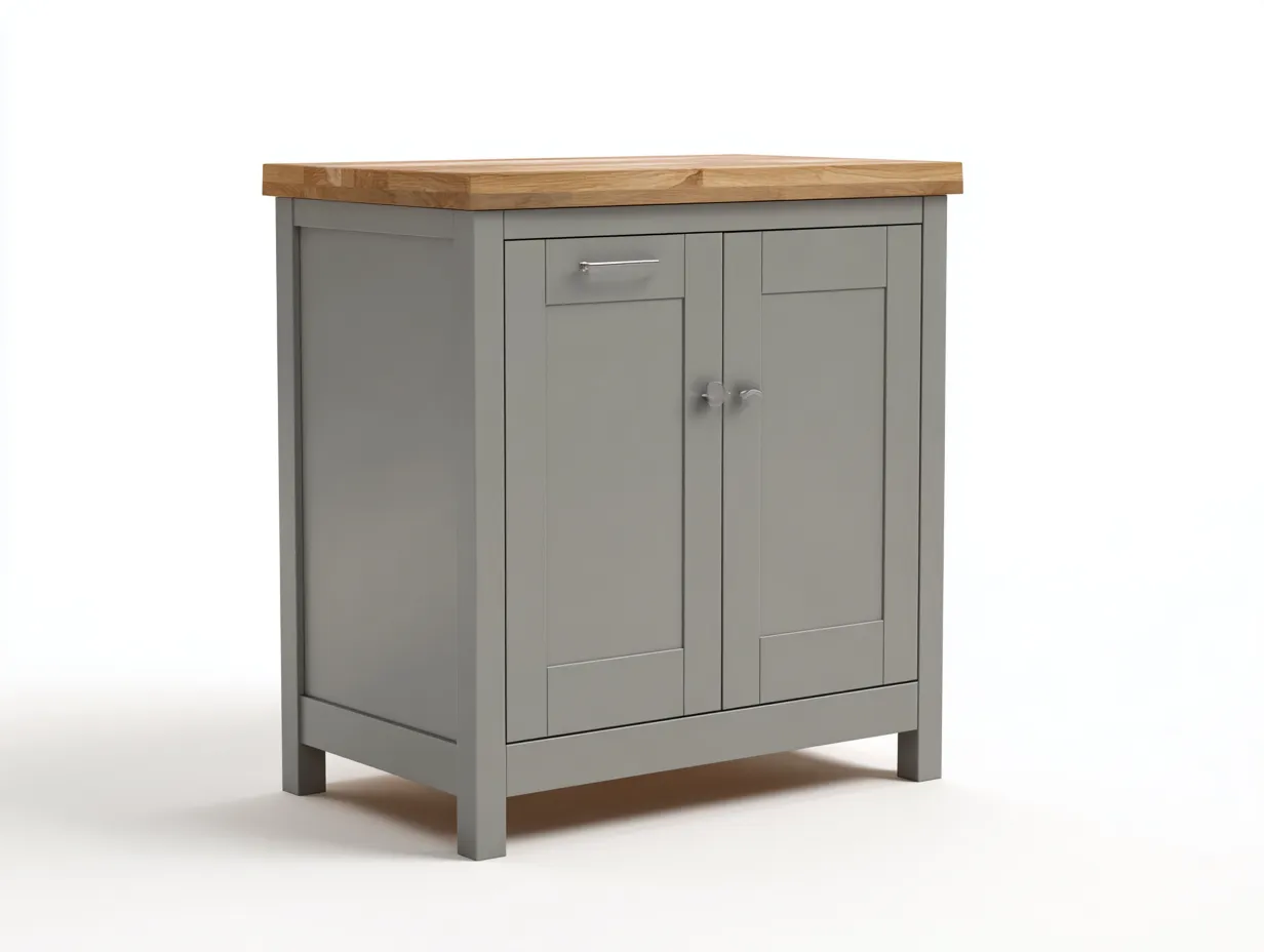 Buffet bas en bois 70x40x85 cm - gris/chêne - rangement compact style moderne-Luxeuphaus