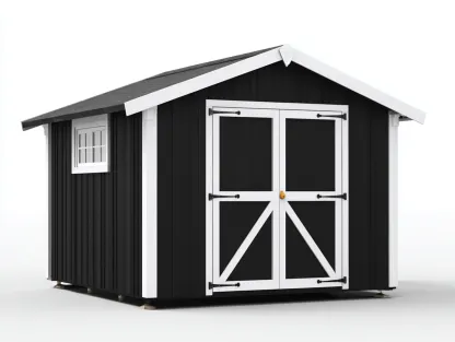 Abri de jardin en bois 200x200x220 cm - noir/blanc - portes contrastées-Luxeuphaus