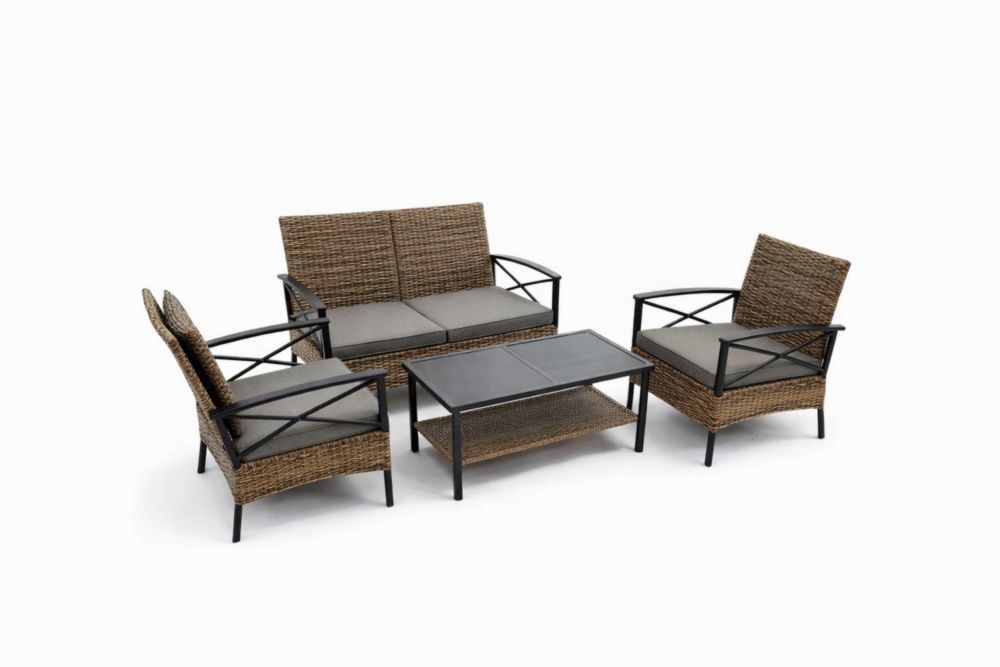 Ensemble de salon de jardin en résine tressée avec table basse