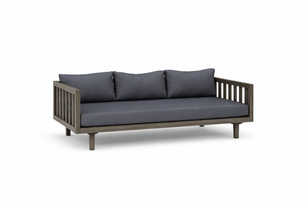 Canapé de Jardin en Bois avec Coussins Gris