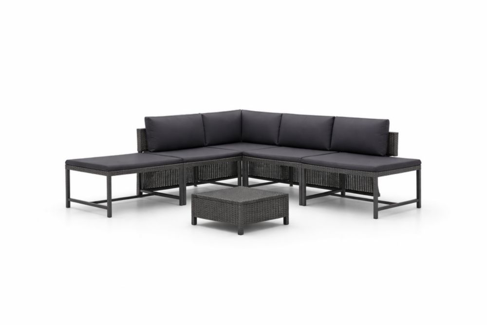 Salon de Jardin en Résine Tressée avec Coussins Anthracite