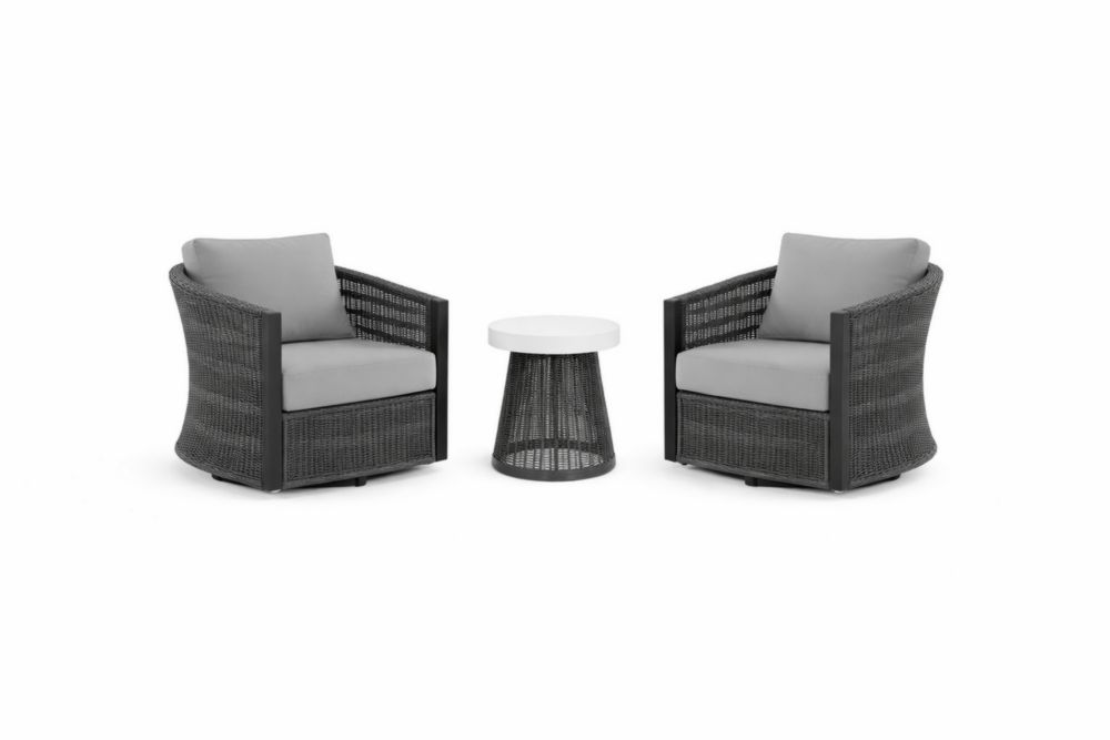 Ensemble de Fauteuils de Jardin en Résine Tressée avec Table Basse Ronde